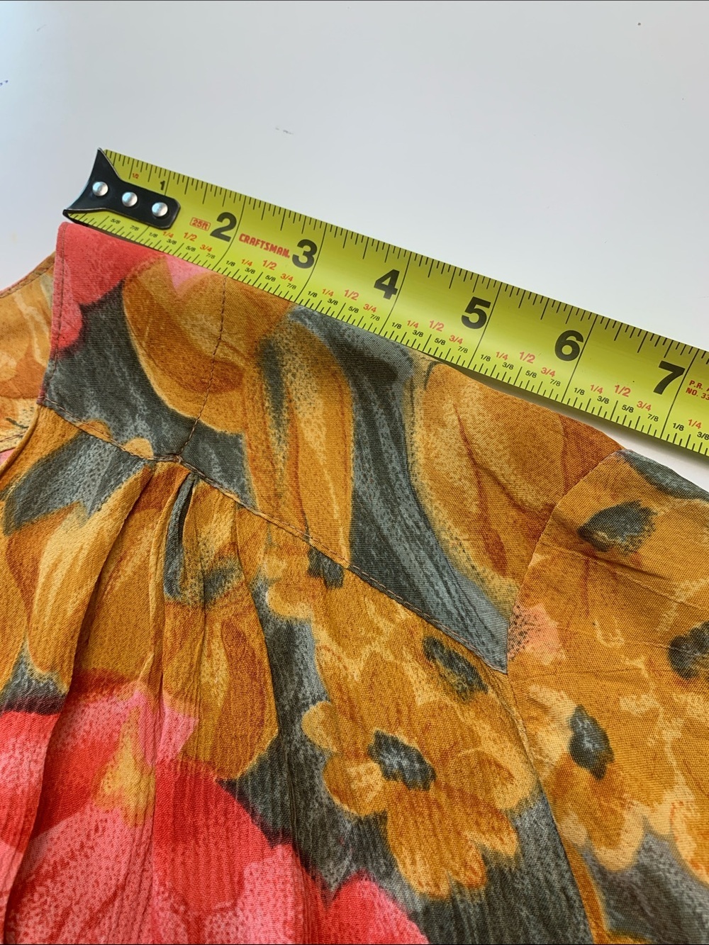 Vintage Rare Mango Bright Floral Top or Dress in Mustard w Coral & Green - Picture 9 of 17